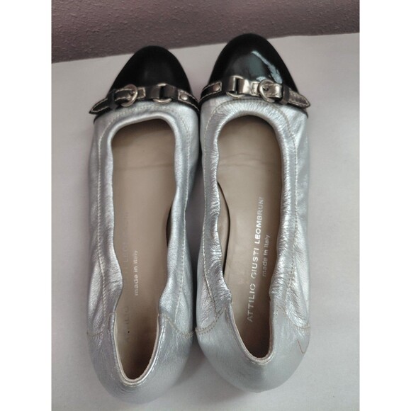 AGL Monika Cap Toe Ballet Leather Flats Sz 38.5 US 8.5 Slip On Shoes - Picture 5 of 11